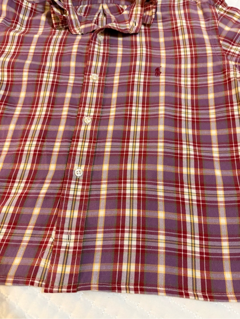 Plaid Ralph Lauren Ruffle-Collar Button-Down Shirt - Picture 10 of 11